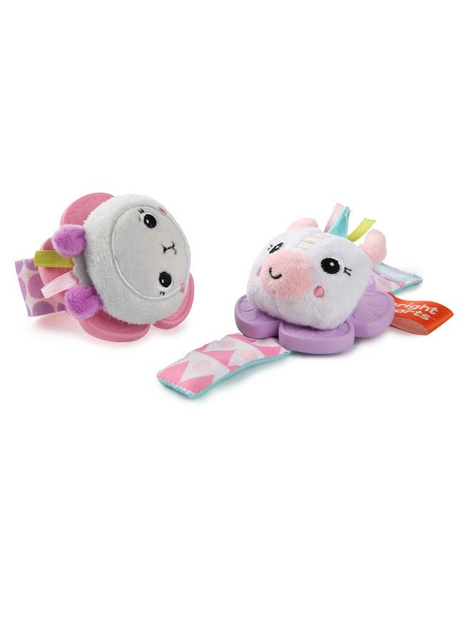 Bright Starts Rattle & Teethe Wrist Pals Toy, Unicorn & Llama, Newborn+, 2 Count - Image 4