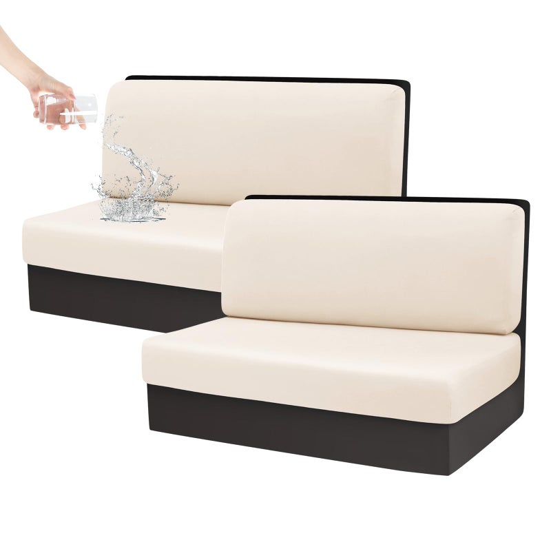 KRFOONN RV Dinette Cushion Covers Waterproof Camper Cushions Cover Replacement Couch Cushion Slipcovers Washable RV Bench Seat Covers for Travel Trailer Couch (2 Backrest Cover & 2 Bench Cover, 07) - Image 1