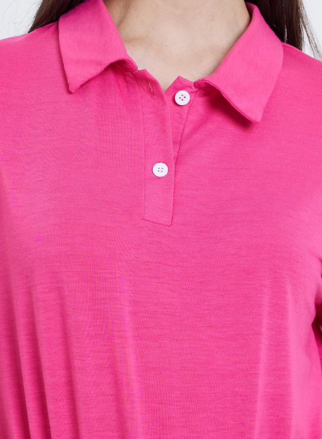 Take Two Solid Elastic Hem Polo Neck Top - Image 3