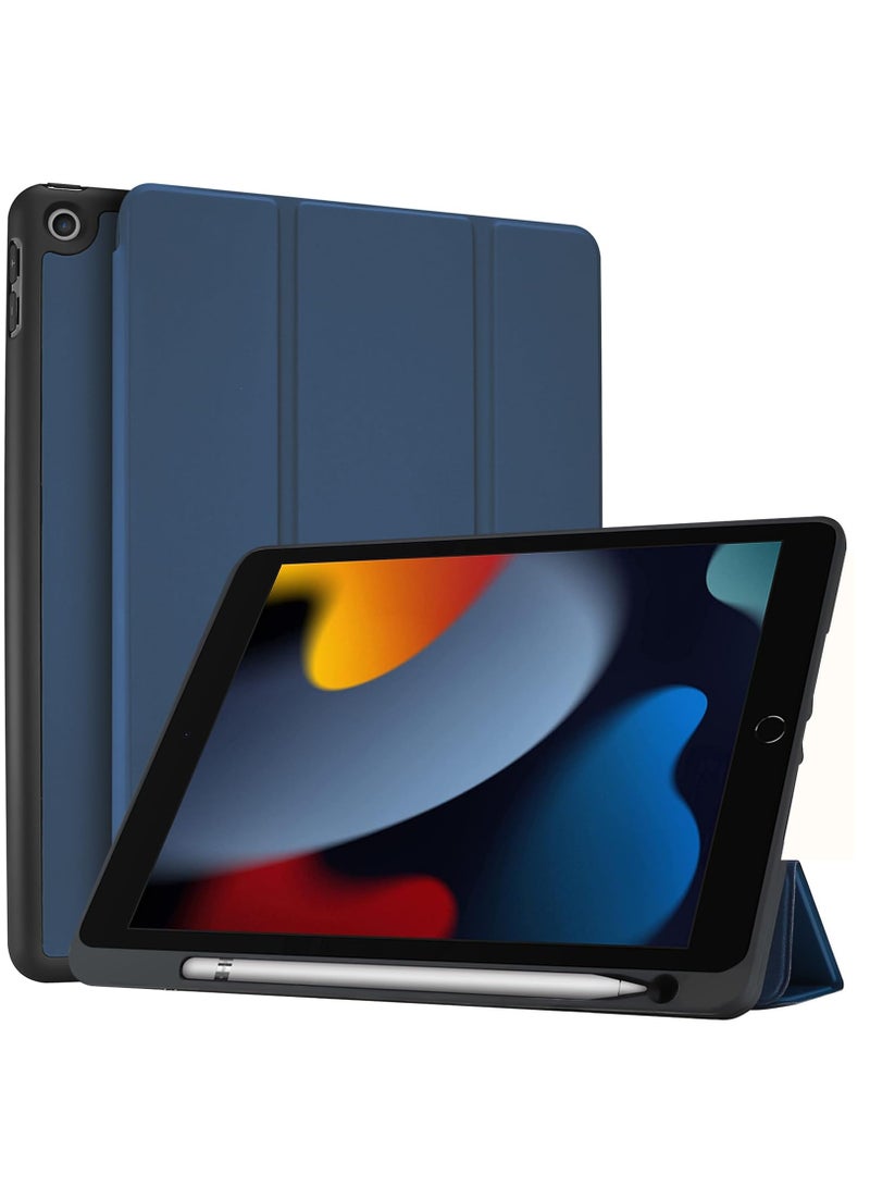 Procases Ipad 10.2 Inch 9th 8th and 7th Generation 2019 With Pencil Holder Flexible Soft Tpu Back Cover Ultra Slim Lightweight Stand Protective Case Navy - Image 1