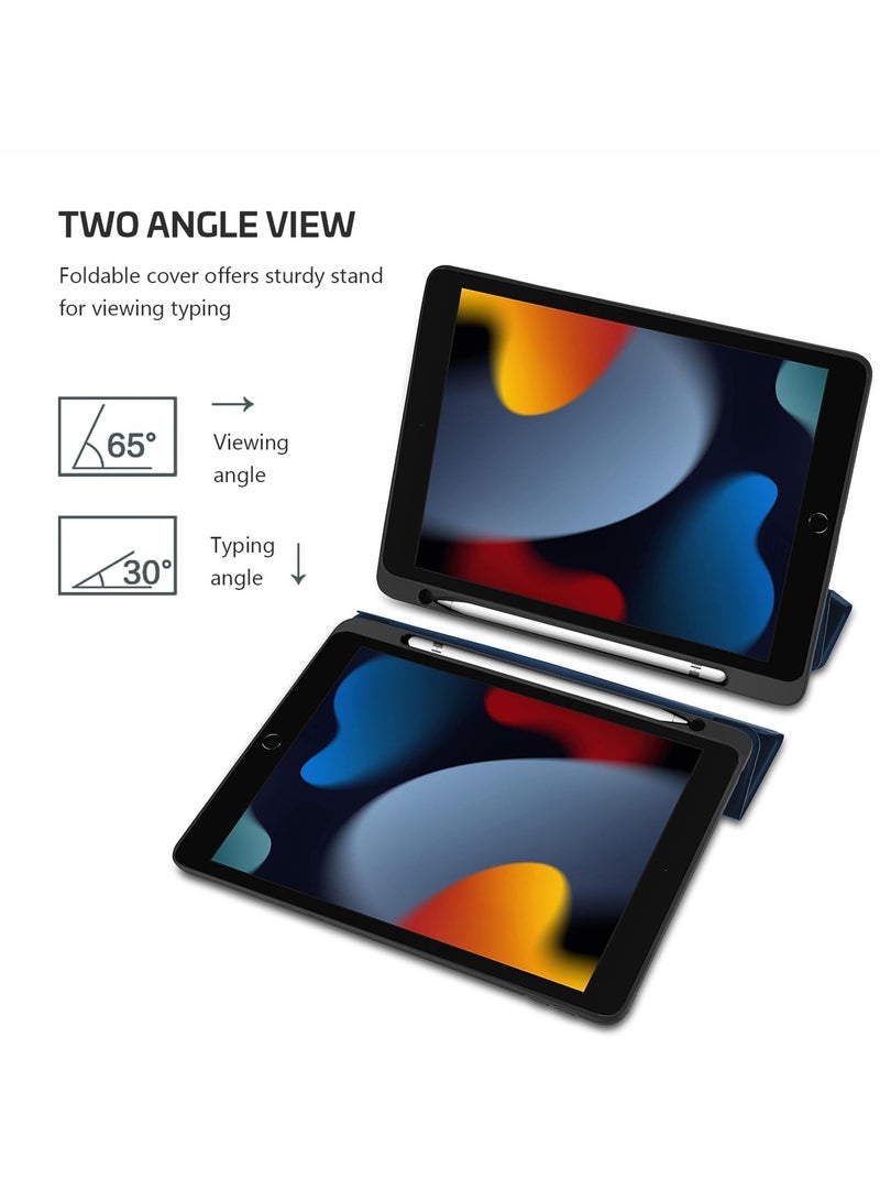 Procases Ipad 10.2 Inch 9th 8th and 7th Generation 2019 With Pencil Holder Flexible Soft Tpu Back Cover Ultra Slim Lightweight Stand Protective Case Navy - Image 4