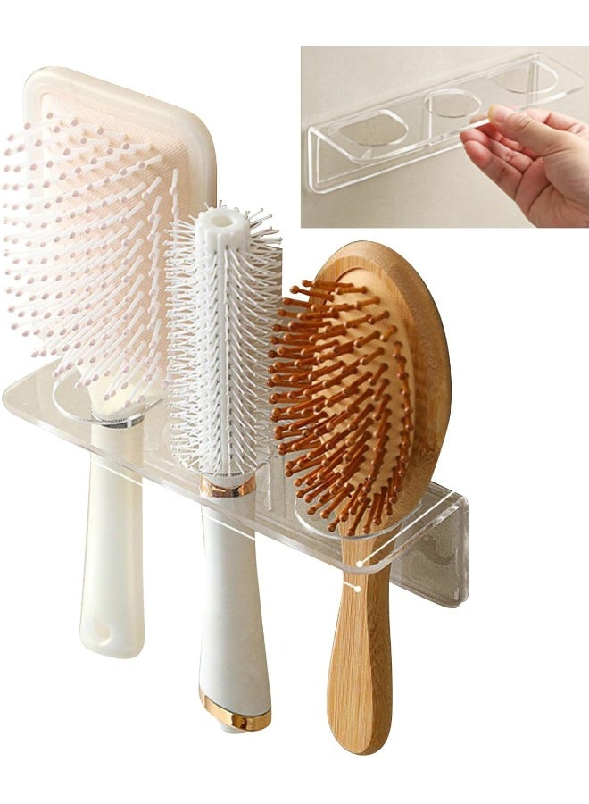 TPGP 2Pcs Self-Adhesive Acrylic Hair Brush Holder, Wall Mounted Hair Comb Organizer, No Nails/Drilling White Acrylic Hot Tool Holder, Bathroom Accessories for Hair Brush, Curling Wand, Hair Straighteners  - Image 1