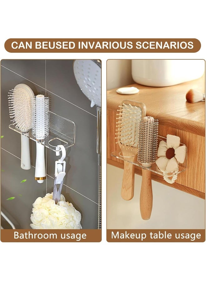 TPGP 2Pcs Self-Adhesive Acrylic Hair Brush Holder, Wall Mounted Hair Comb Organizer, No Nails/Drilling White Acrylic Hot Tool Holder, Bathroom Accessories for Hair Brush, Curling Wand, Hair Straighteners  - Image 2