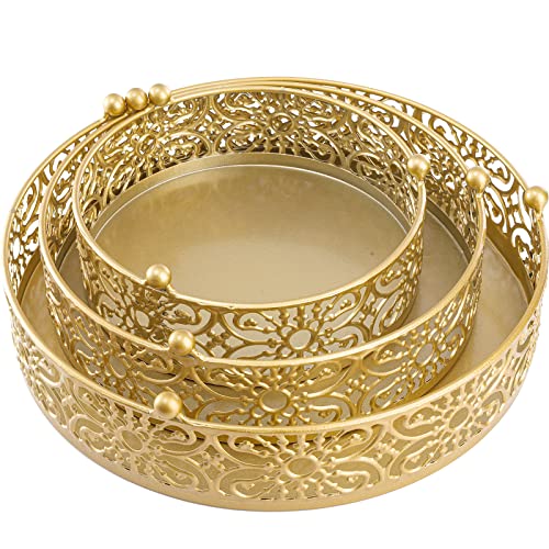 Hedume 3 Pack Cake Stand, Round Metal Cake Stands, 8" 10" 12" Dessert Display Cupcake Stands, Wedding Brithday Party Celebration Dessert Cake Display Plates-Gold - Image 3