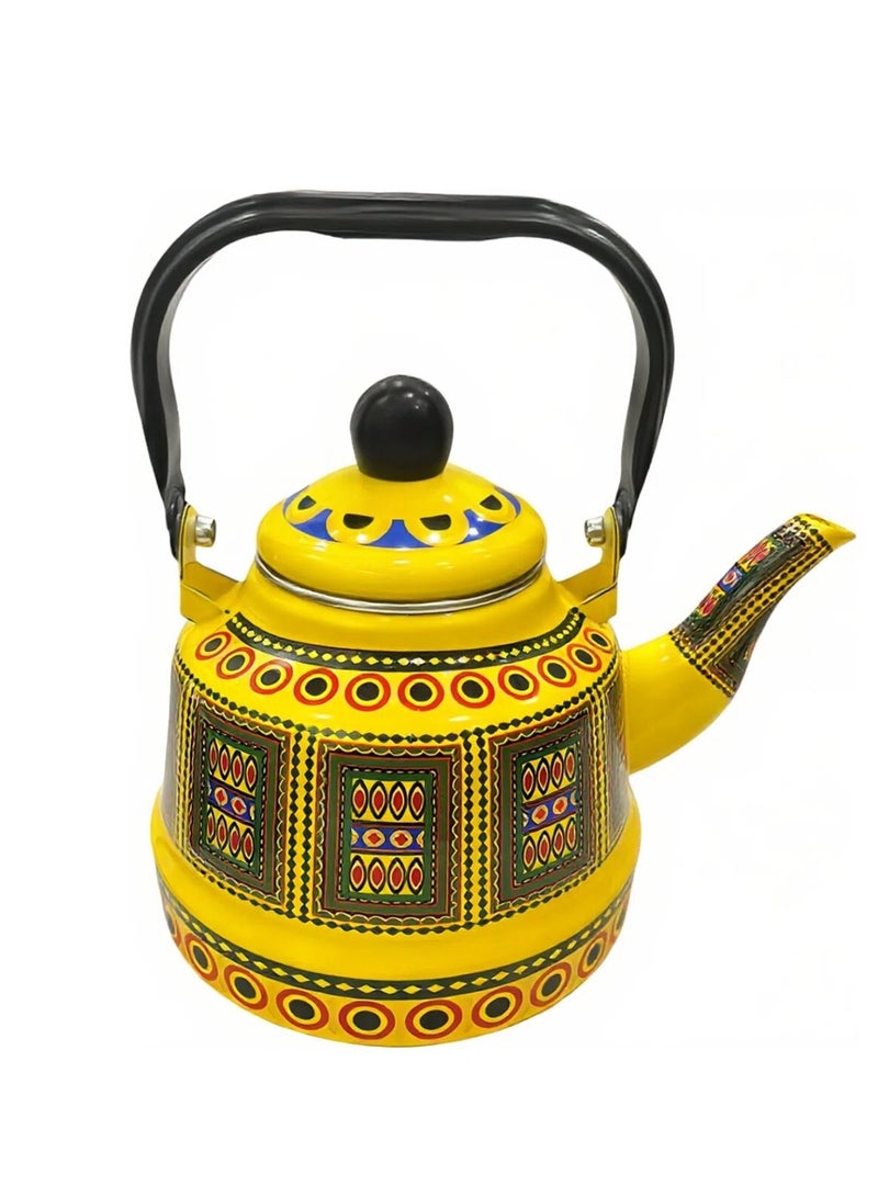 Albawadi Arabic Teapot Kettle 2.5L Ceramic Colorful Flower Design - Image 3