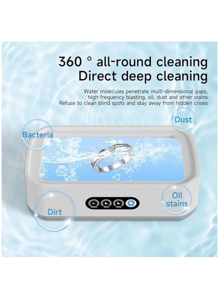 Ultrasonic Jewelry Cleaner, 48KHz Ultrasonic Cleaner Machine for Jewelry, Eyeglasses, Rings, Watch Strap, Dentures- Dual Cleaning Modes, 304 Stainless Steel Tank - Image 2