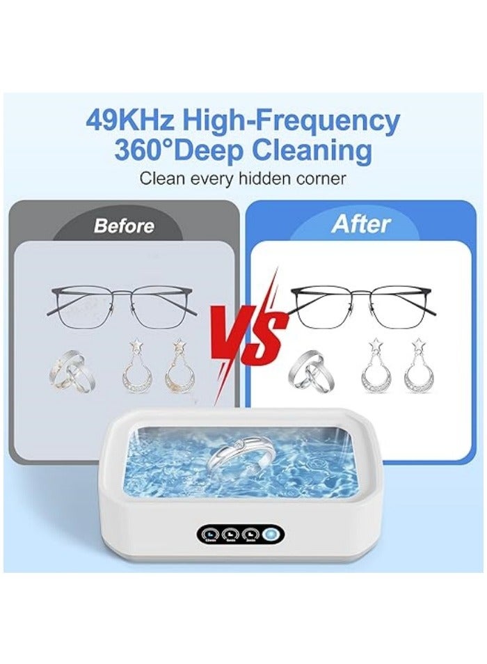 Ultrasonic Jewelry Cleaner, 48KHz Ultrasonic Cleaner Machine for Jewelry, Eyeglasses, Rings, Watch Strap, Dentures- Dual Cleaning Modes, 304 Stainless Steel Tank - Image 3