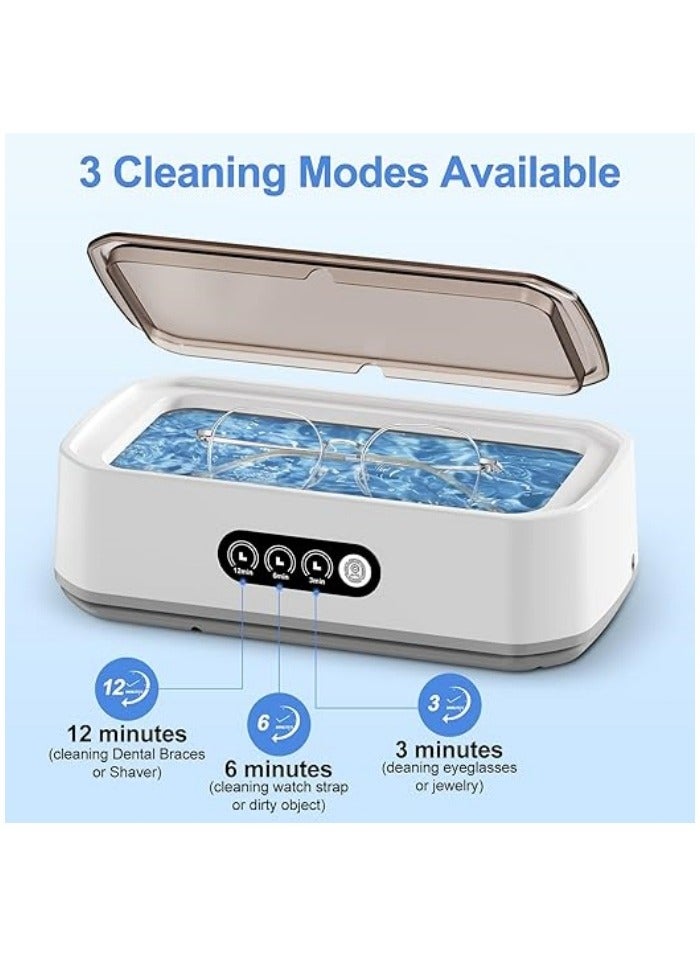 Ultrasonic Jewelry Cleaner, 48KHz Ultrasonic Cleaner Machine for Jewelry, Eyeglasses, Rings, Watch Strap, Dentures- Dual Cleaning Modes, 304 Stainless Steel Tank - Image 4