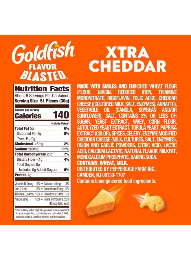 Goldfish Flavor Blasted Xtra Cheddar Cheese Crackers, Baked Snack Crackers, 6.6 oz Bag (Pack of 6) - Image 2