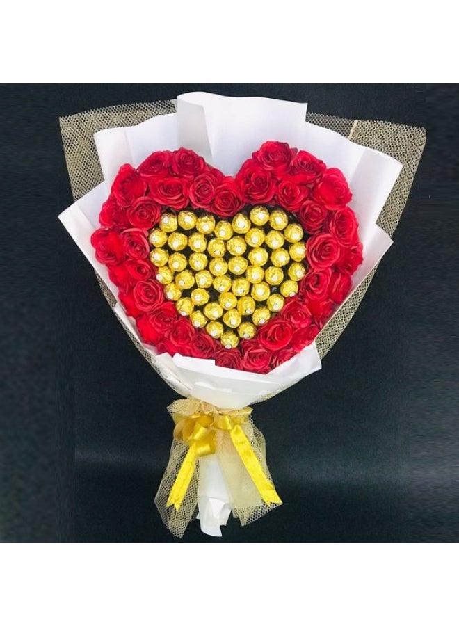 Valentines Day Chocolate And Rose Heart