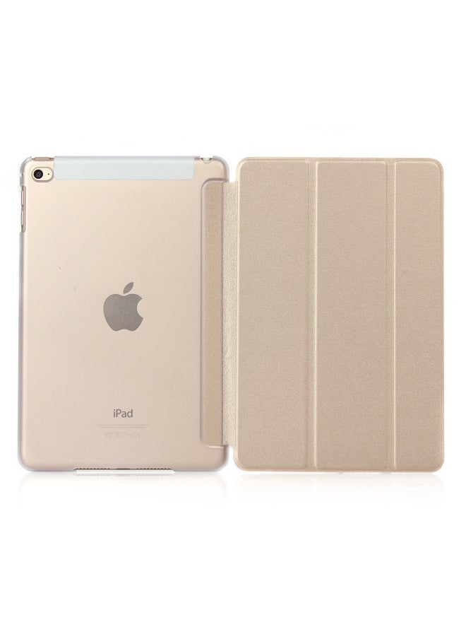 Suitable For IPad 10.2 Flat Protective Cover Pro11 Elastic Leather 10.5 Triple Fold Mini6 Bracket Hard Shell-Color:Gold-Applicable Model:mini 1/2/3  - Image 1