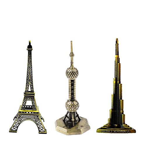 Lilone Metal Showpiece Combo - Paris Eiffel Tower | Shanghai Oriental Pearl Tv Tower | Burj Khalifa For Home Decoration Items | Birthday, 4 Centimeters, 8 Centimeters - Image 1