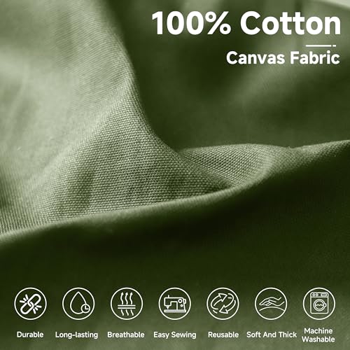 Simple&Opulence 100% Cotton Canvas Fabric 10oz. 59 Inch by The Yard, Nature Duck Fabric Textile Medium Weight for Painting, Sewing, Crafts, Embroidery, Bag, Handmade Home Decor(1 Yard, Olive Green) - Image 2
