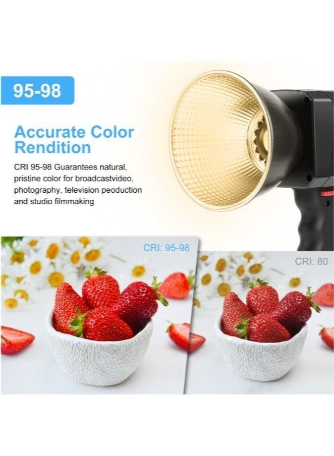 WALALLA 60W COB LED Video Light, Bi-Color CCT 2500-6500K CRI≥95 TLCI≥97, Mini Bowens Mount Led Video Light for Photography, Studio Video Lighting, 8 Scene Lights for Film Recording - Image 4
