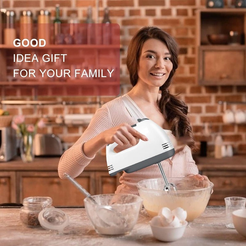 DERIKO Handmixer Electric Handheld 7 Speed Portable Kitchen Mixer Electric with 5 Stainless Steel Accessories Whisk Food Beater for Whipping Mixing Cookies Cakes Eggs Dough  - Image 5