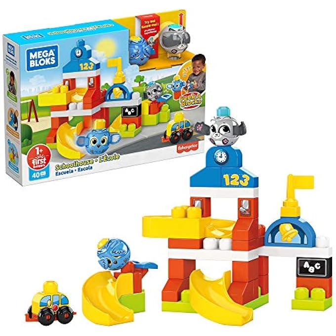 Mega Bloks BLOCKS PEEK A SCHOOLHOUSE WITH BIG BUILDING BLOCKS, TOYS FOR TODDLERS 42 PIECES GRJ19, MULTICOLOUR - Image 1