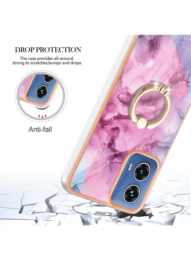 S-TOP Case For Motorola Moto G34 Electroplating Marble Dual-side IMD Phone Case with Ring - Image 4