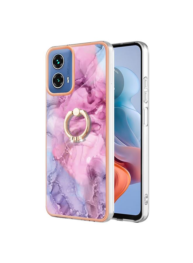 S-TOP Case For Motorola Moto G34 Electroplating Marble Dual-side IMD Phone Case with Ring - Image 1