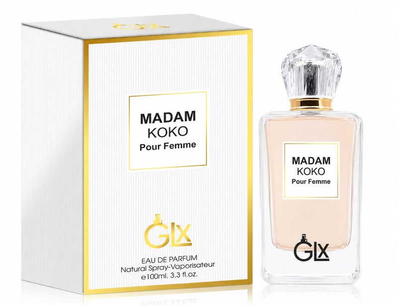 GLX Madam Koko Eau De Parfum for Women – Warm Citrus Patchouli Floral Fragrance – Long Lasting Elegant Feminine Scent – 100ml- Inspired By Coco Mademoiselle - Image 1