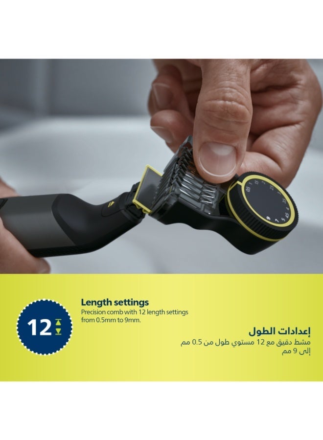 Blade Pro QP6530/23,Wet & Dry Use,Trim, Edge & Shave Any Length of Hair| 12-Length Precision Comb, Dual-Sided Blade,90min Cordless Use Black - Image 3