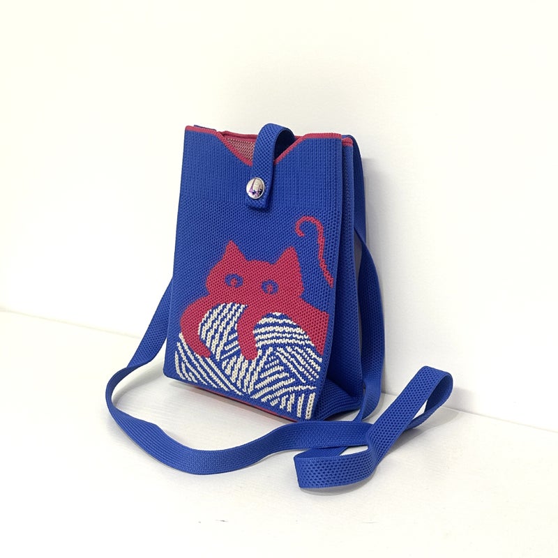 Knitted Bag Vest Bag Ins Fashionable Cute New Arrival Flower Cartoon Handbag Handbag With Contrast Color Niche Women'S Bag - Image 1