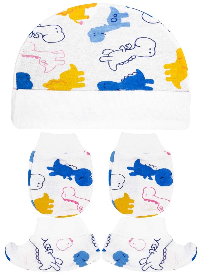 Neska Moda Baby Blue Mittens, Booties with Cap Set 3 Pcs Combo For 0 To 6 Months - Image 1
