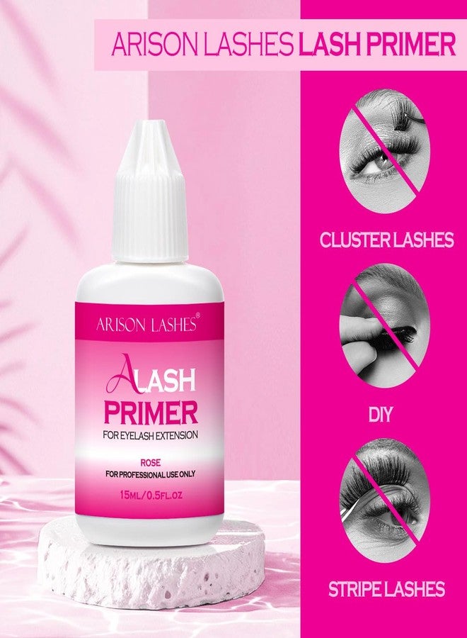 أريسون لاشز برايمر للرموش لتطويل الرموش 15 مل، برايمر للرموش، يزيد من قوة تماسك لاصق الرموش، معالجة مسبقة لتطويل الرموش شبه الدائم، مثالي لإطالة مدة ثبات لاصق الرموش (وردي) - Image 4