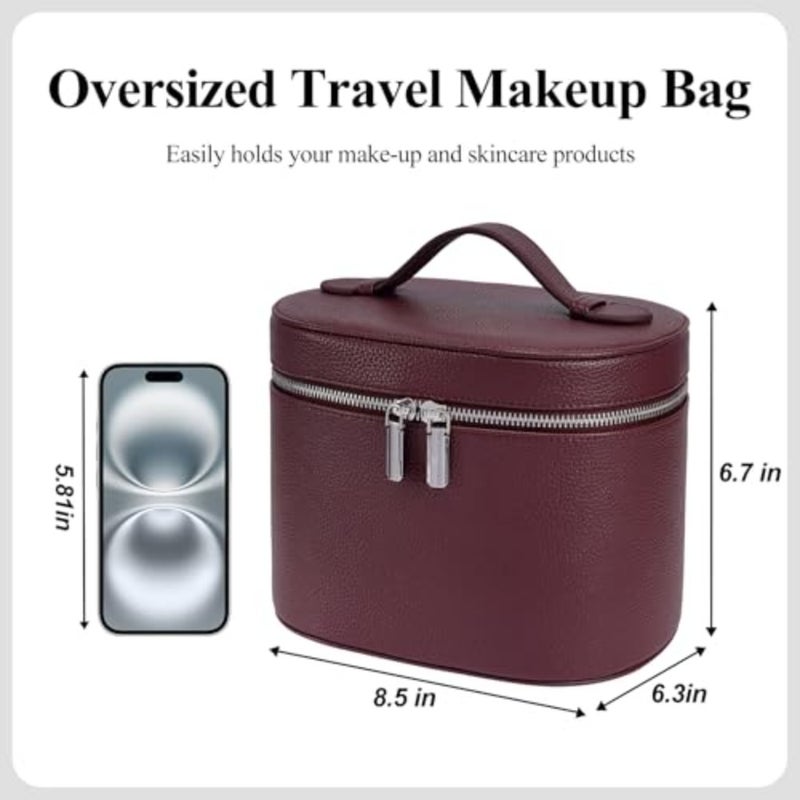 Makeup Bag Travel Makeup Bag with Compartments and Handle Portable Toiletry Bag for Women - Image 2