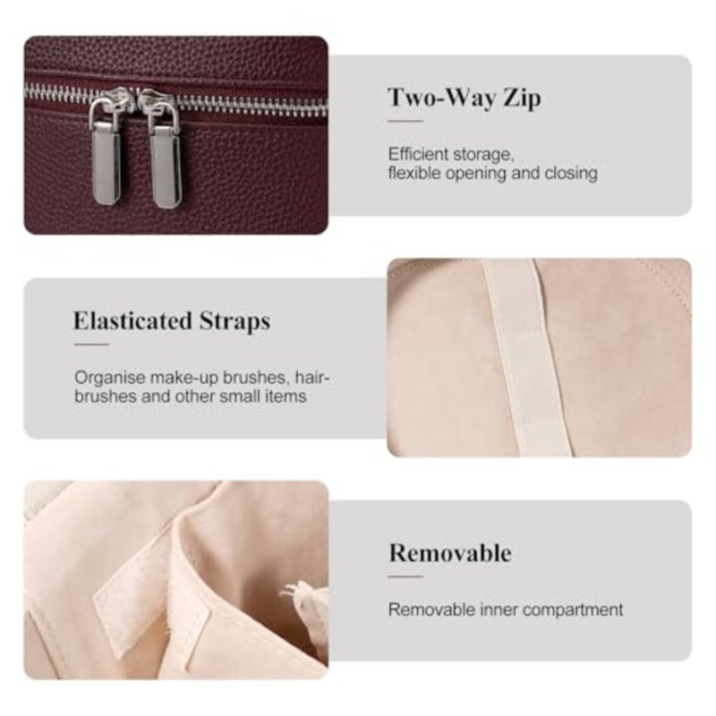 Makeup Bag Travel Makeup Bag with Compartments and Handle Portable Toiletry Bag for Women - Image 5