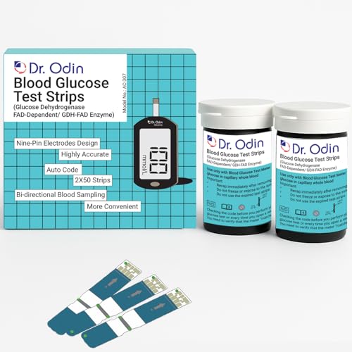 Dr.Odin Dr. Odin AC-307 GDH Glucose Test Strips, 2x50 Strips, GDH BLACK Meter Compatible, Bi-Directional Sampling, Auto Coding, Hygienic and Accurate (100 Test Strips) - Image 1