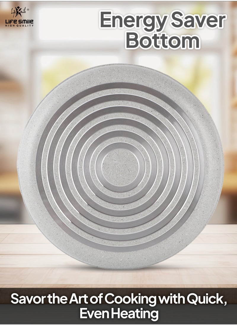 Life Smile 3PCS Granite Coating Non-Stick Round Cake and Cooking Pan Set SIZE: 28CM, 32CM, 36CM Bakeware Pans  - Image 3