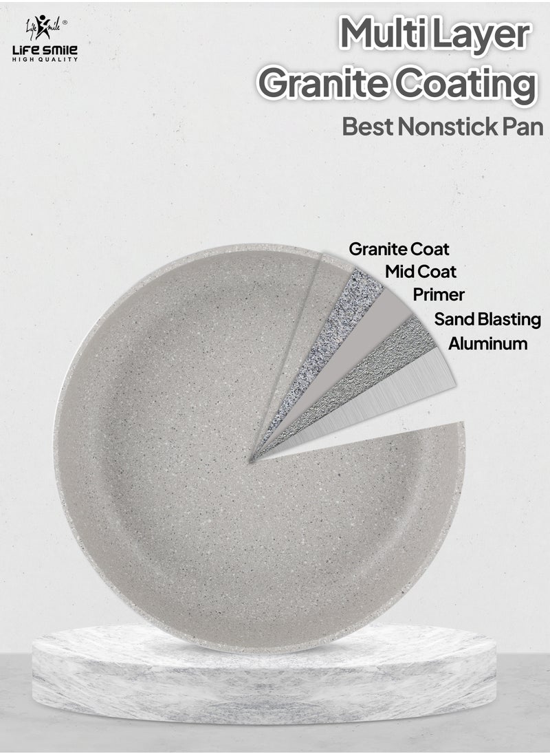 Life Smile 3PCS Granite Coating Non-Stick Round Cake and Cooking Pan Set SIZE: 28CM, 32CM, 36CM Bakeware Pans  - Image 4