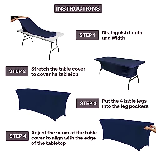 IVAPUPU 2 Pack 6FT Table Cloth for Rectangular Fitted Events Stretch Jean Blue Table Covers Washable Spandex Tablecloth Protector for Party, Wedding, Cocktail, Banquet, Festival - Image 5