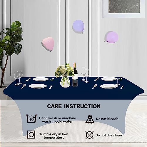 IVAPUPU 2 Pack 6FT Table Cloth for Rectangular Fitted Events Stretch Jean Blue Table Covers Washable Spandex Tablecloth Protector for Party, Wedding, Cocktail, Banquet, Festival - Image 4
