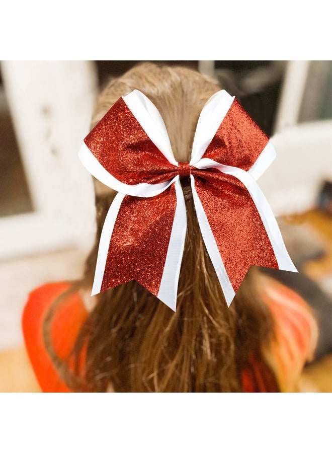 Aileam 10PCS 8 Large Glitter Hair Bows with Rhinestones and Sequins - Red Hair Ties for Girls, Teens, Cheerleaders, Softball, Football, and Sports - Image 5