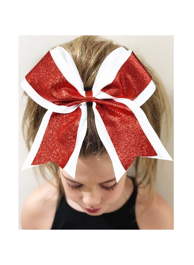 Aileam 10PCS 8 Large Glitter Hair Bows with Rhinestones and Sequins - Red Hair Ties for Girls, Teens, Cheerleaders, Softball, Football, and Sports - Image 4
