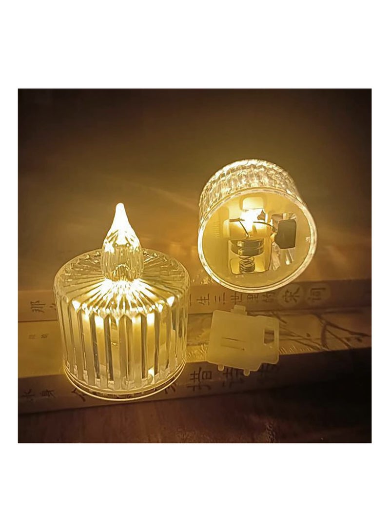 SYOSI 12 حزمة شمعات كريستالية LED قابلة للاستخدام في الزينة بمختلف المناسبات، شمعات صغيرة شفافة، شمع شاي، كعك عيد الميلاد، اقتراح، ديكور مكتبي، تخلق جو من الألفة، شمعات شاي مضاءة - Image 4