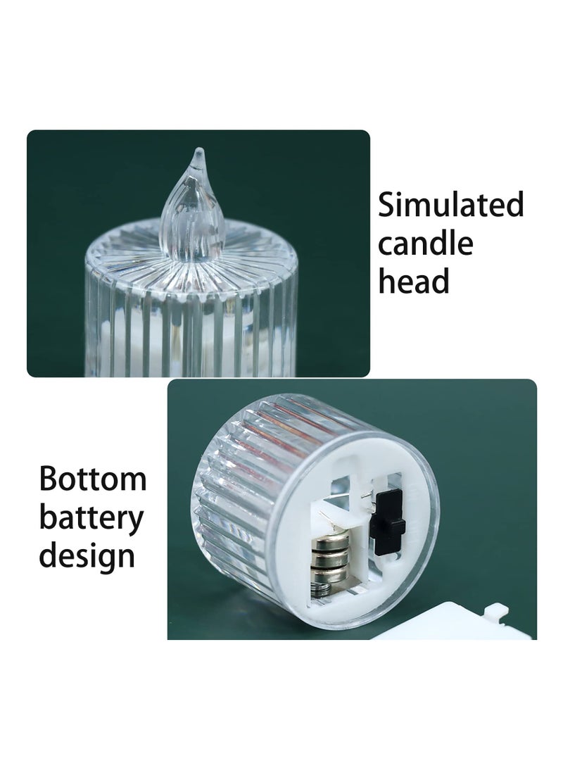 SYOSI 12 حزمة شمعات كريستالية LED قابلة للاستخدام في الزينة بمختلف المناسبات، شمعات صغيرة شفافة، شمع شاي، كعك عيد الميلاد، اقتراح، ديكور مكتبي، تخلق جو من الألفة، شمعات شاي مضاءة - Image 3