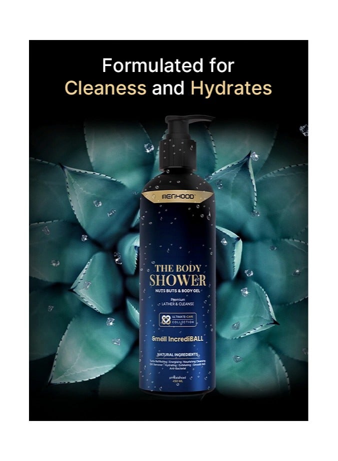 MENHOOD BODY Shower Gel | 100% Natural | No Chemicals | Luxury Body Wash Gel for Men | Aloe Vera Extract Witch Hazel | Best Long Lasting Fragrance | Essential Oils| 450 ML - Image 2