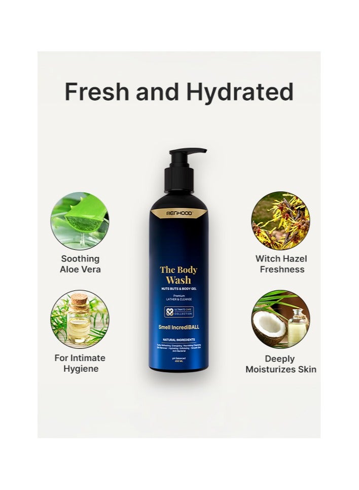 MENHOOD BODY Shower Gel | 100% Natural | No Chemicals | Luxury Body Wash Gel for Men | Aloe Vera Extract Witch Hazel | Best Long Lasting Fragrance | Essential Oils| 450 ML - Image 2