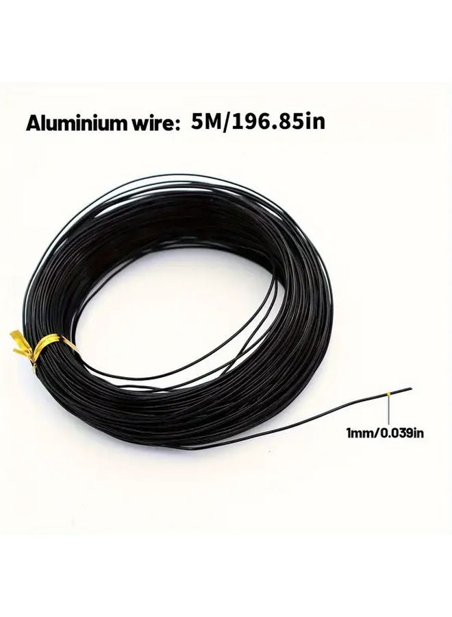 سلك ألومنيوم أسود بسُمك 1 مم وطول 5000 مم ثقيل ومَرن للحرف اليدوية DIY - Image 4