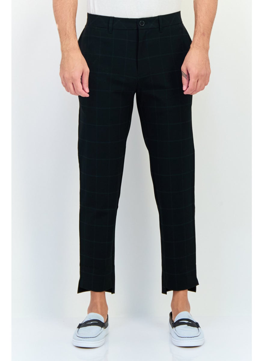SELECTED Men Regular Fit Checkered Chino Pants, Black  - Image 1