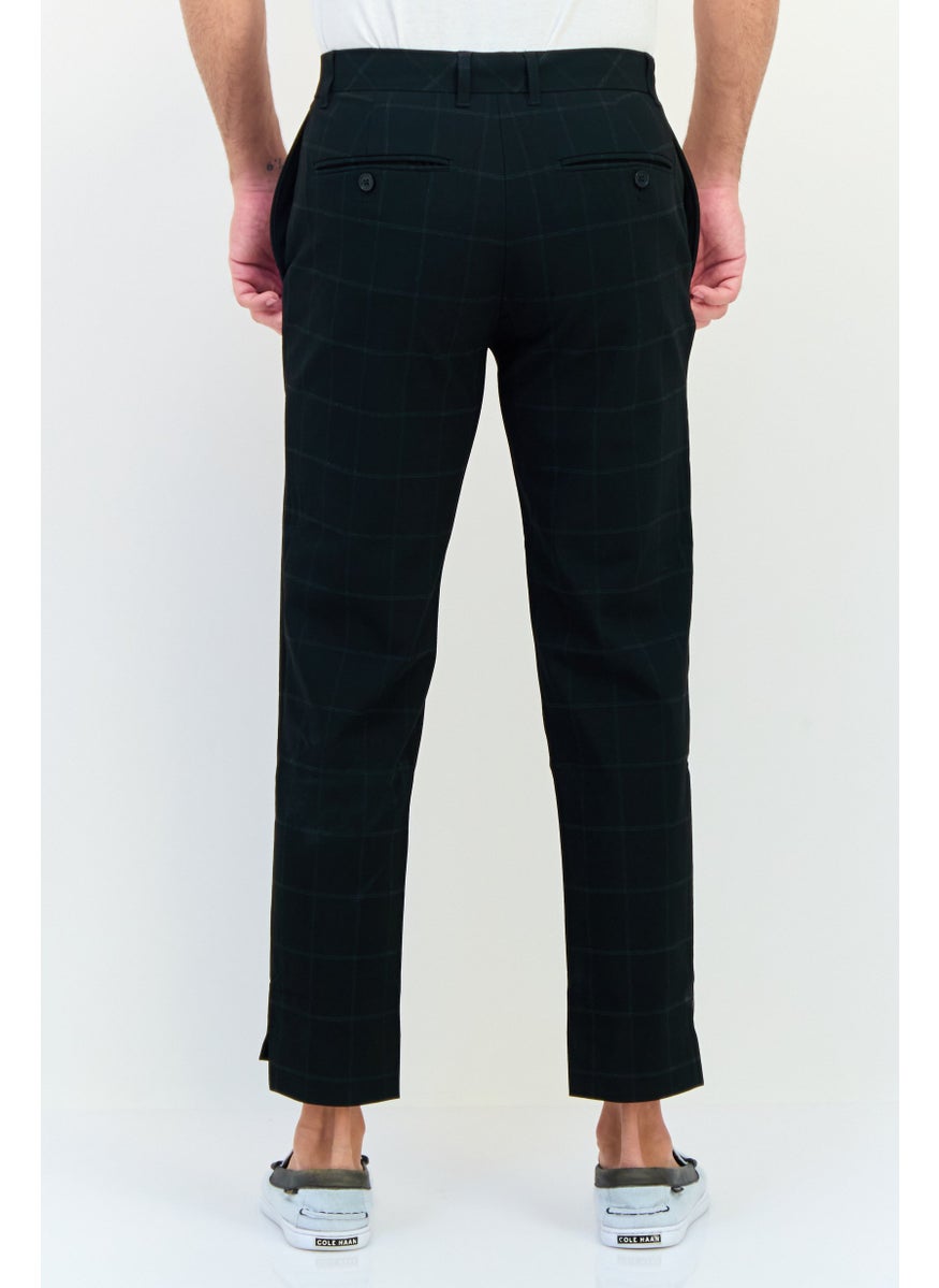 SELECTED Men Regular Fit Checkered Chino Pants, Black  - Image 3