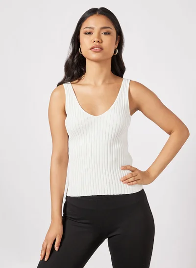 CALVIN KLEIN Rib V Neck Top