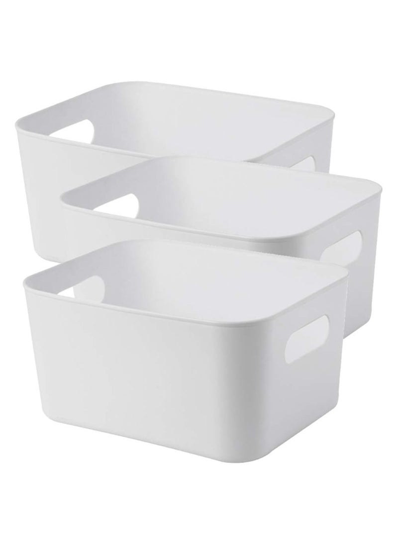 Arabest Storage Box Storage Bin Toy Baskets Food Storage Containers for Organizing Storage Basket Organizer with Handles for Kitchen Home Office Closet Toys Clothes Kids Room Nursery WHITE * 3 PCS/SET  - Image 1
