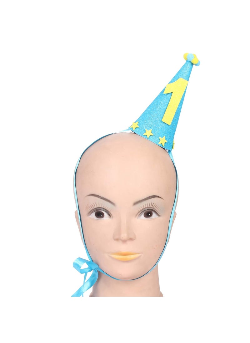 Funcart Funcart 1st Birthday Boy Blue Yellow Conic Cap First Birthday Hat for Baby Boys Glitter Birthday Hat st Birthday boy Decoration Blue Birthday Decorations 1st Birthday Outfit boy  - Image 5