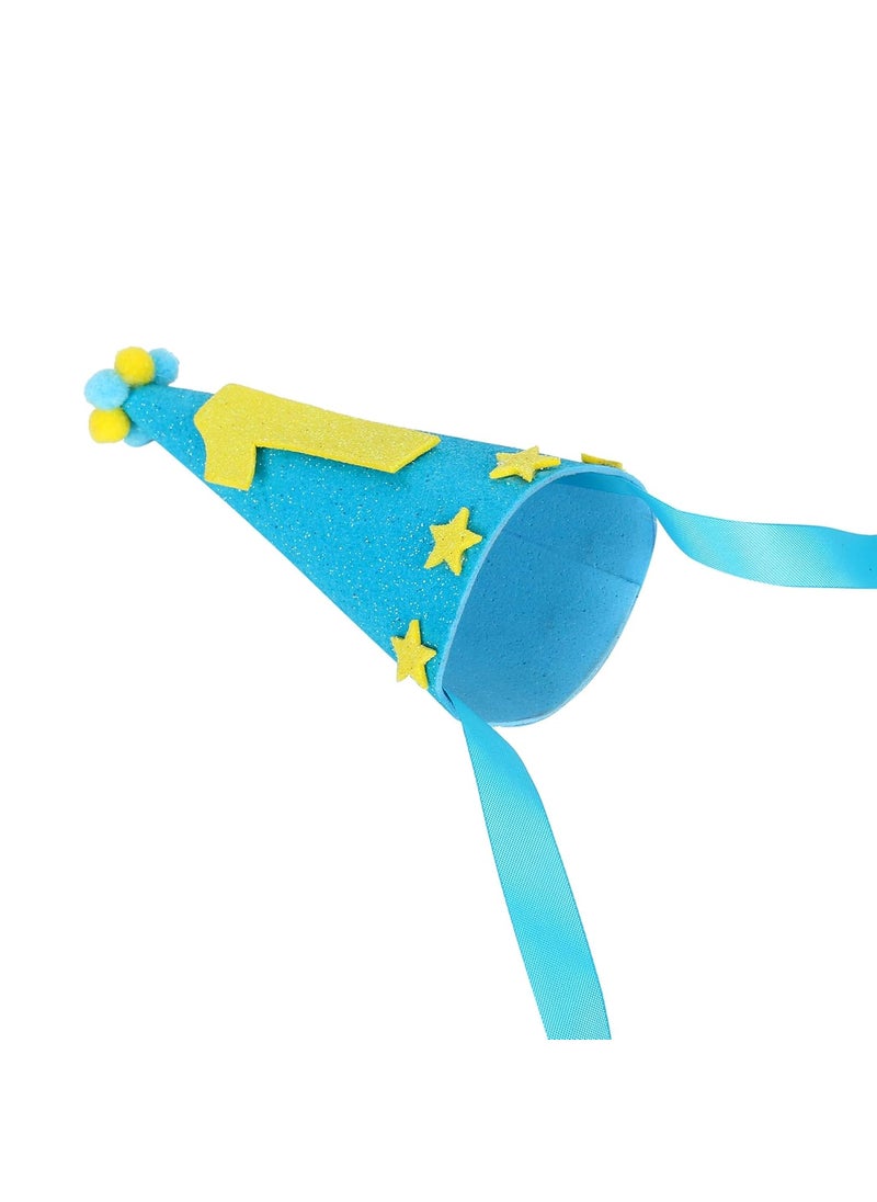 Funcart Funcart 1st Birthday Boy Blue Yellow Conic Cap First Birthday Hat for Baby Boys Glitter Birthday Hat st Birthday boy Decoration Blue Birthday Decorations 1st Birthday Outfit boy  - Image 4