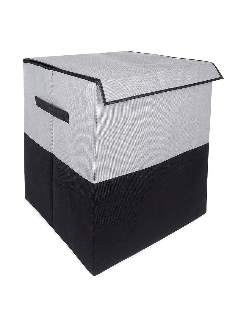 GLUN GLUN 75L Folding Laundry Basket Large Laundry Hamper With Lid Handles Collapsible Storage Basket for Bedroom Bathroom Grey Pack of 1  - Image 1