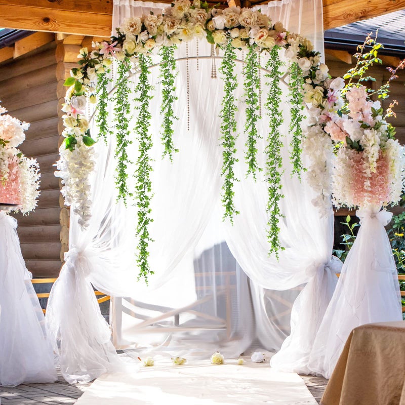 Dolicer Eucalyptus Garland 2 Pack - 12FT Faux Greenery, Fake Hanging Garlands Wedding Backdrop Arch Wall Table Party Decor (Green) - Image 3