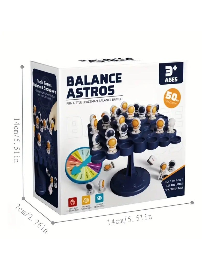 Interactive Spaceman Balance Board Tabletop Game for Kids - Educational Parent-Child Toy with Astronaut Figurines, Focus Training Brain Puzzle, Durable Jenga Style Game for Ages 3-6